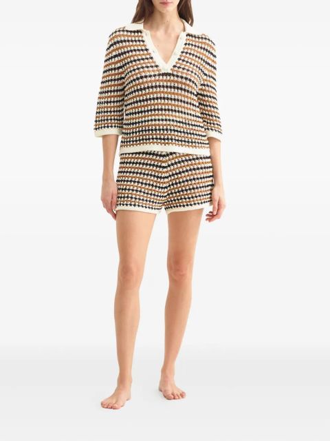 ERES Disco striped crochet shorts - White