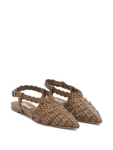 Casadei Avenida woven leather flat pumps - Brown