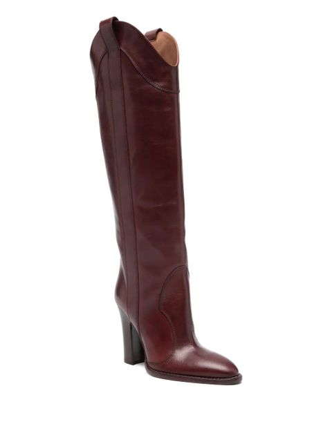 Paris Texas 105mm block-heel pointed-toe boots - Red