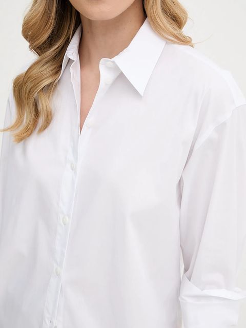 Calvin Klein koszula damska kolor biały relaxed z kołnierzykiem klasycznym LV044B160G