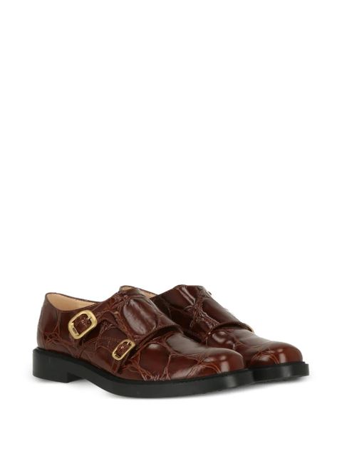 Tod's buckle embossed leather loafers - Brown - zdjęcie produktu nr 2
