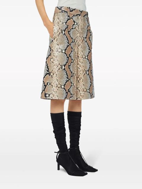 Jil Sander python-effect leather Bermuda shorts - Brown