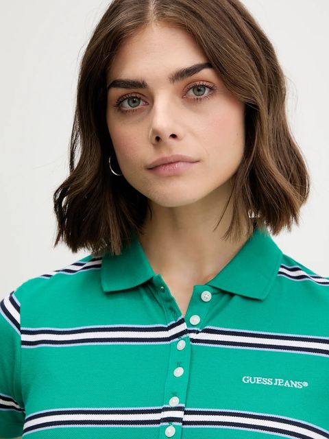 Guess Jeans polo damski kolor zielony W5YP40 KCYR1