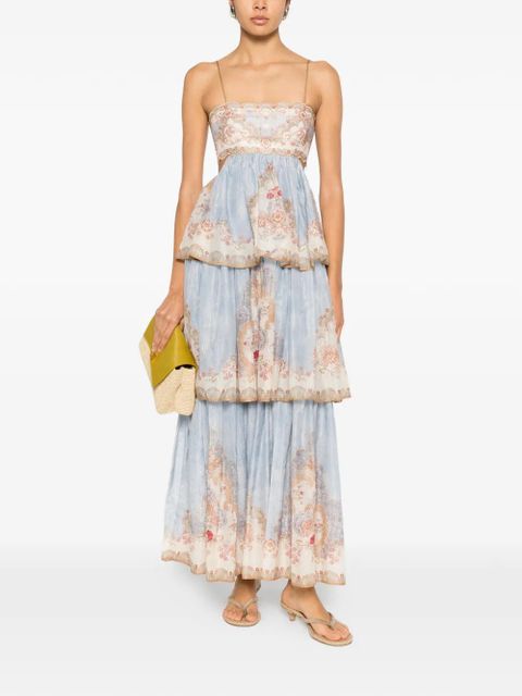 ZIMMERMANN Daylight tiered floral-print maxi dress - Blue