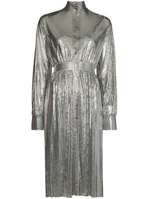 Rabanne high neck sequin mesh dress - Silver - zdjęcie produktu nr 1
