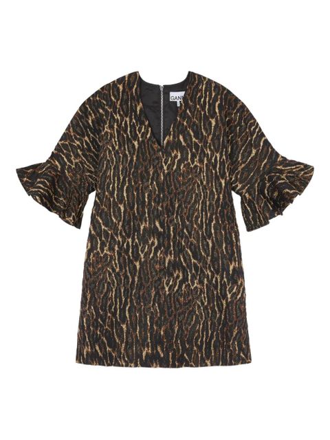 GANNI V-neck mini dress - Brown - zdjęcie produktu nr 1