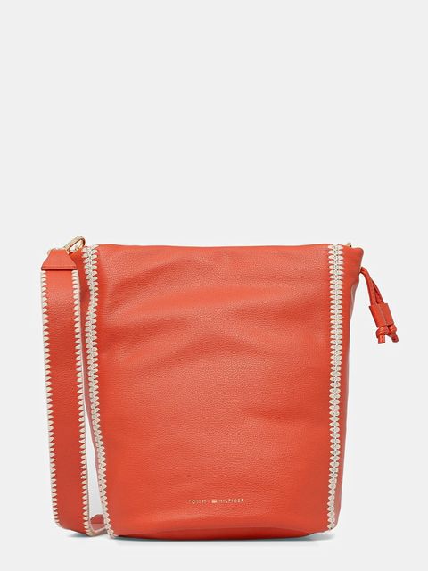 Tommy Hilfiger torebka skórzana kolor pomarańczowy AW0AW17540 - zdjęcie produktu nr 1