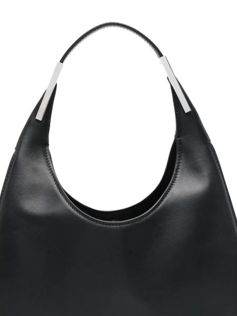 Savette small Florence crescent-shaped leather shoulder bag - Black