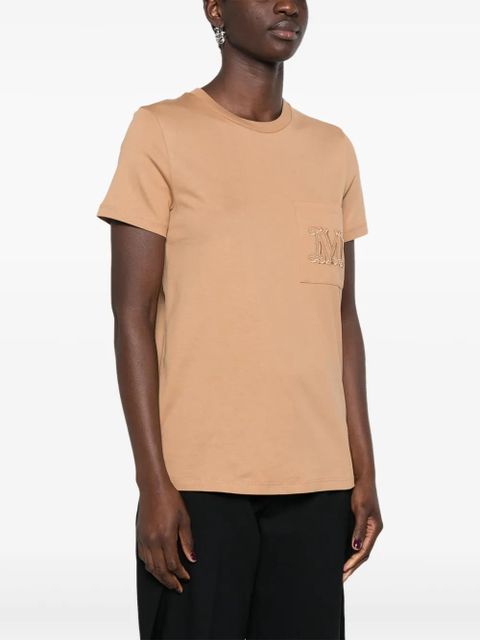 Max Mara Papaia logo-embroidered T-shirt - Neutrals