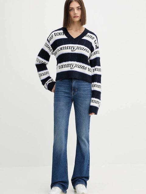 Tommy Jeans sweter bawełniany damski kolor granatowy DW0DW21682 - zdjęcie produktu nr 2