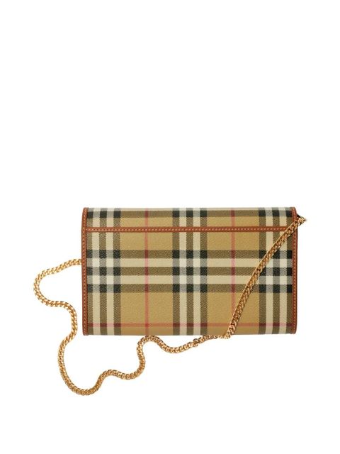 Burberry Check wallet on chain - Neutrals