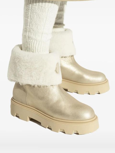 Moncler 40mm Aurea shearling-trim boots - Gold