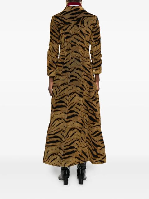 GANNI tiger-pattern button-up maxi dress - Brown