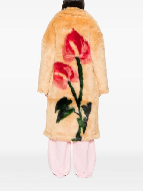 FARM Rio floral-motif faux-fur coat - Neutrals