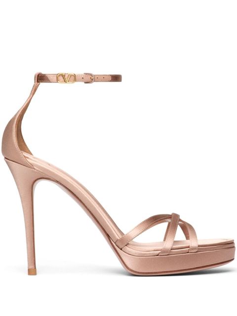 Valentino Garavani 120mm Eveninglam satin platform sandals - Neutrals