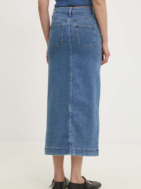 Answear.LAB spódnica jeansowa kolor niebieski midi prosta