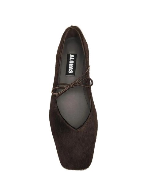 ALOHAS Sway square toe tie ballet flats - Brown