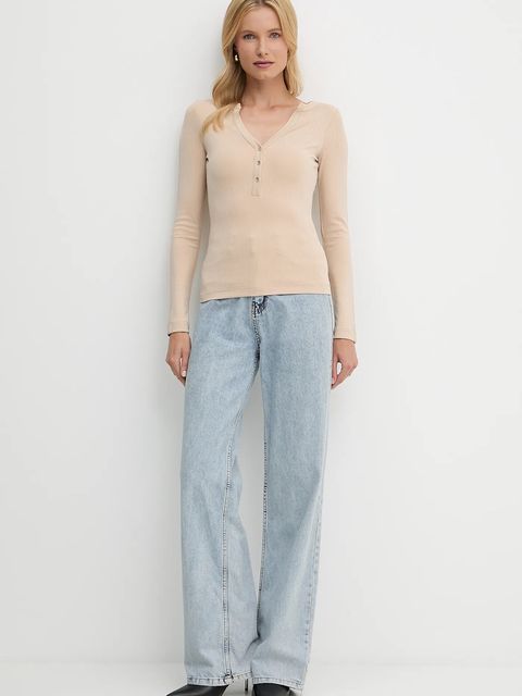 Guess longsleeve LENA kolor beżowy W5YP12 KCTC2