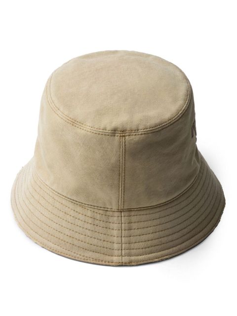 Prada logo-embroidered cotton bucket hat - Neutrals - zdjęcie produktu nr 2