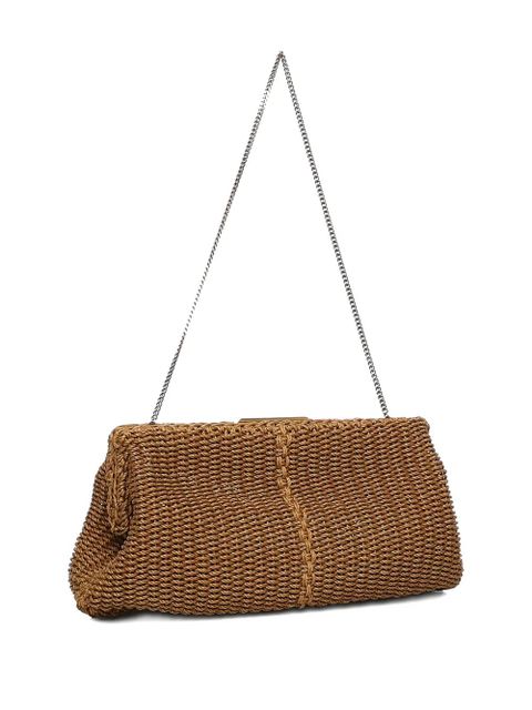 Saint Laurent braided chain clutch bag - Brown