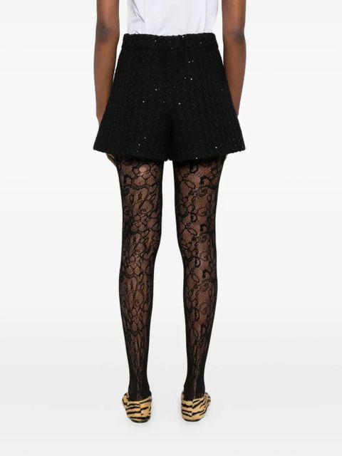Maje sequin-embellished tweed shorts - Black