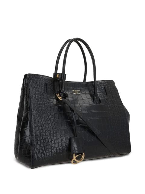 Balenciaga Hampton Carry All crocodile-effect-leather tote bag - Black - zdjęcie produktu nr 2
