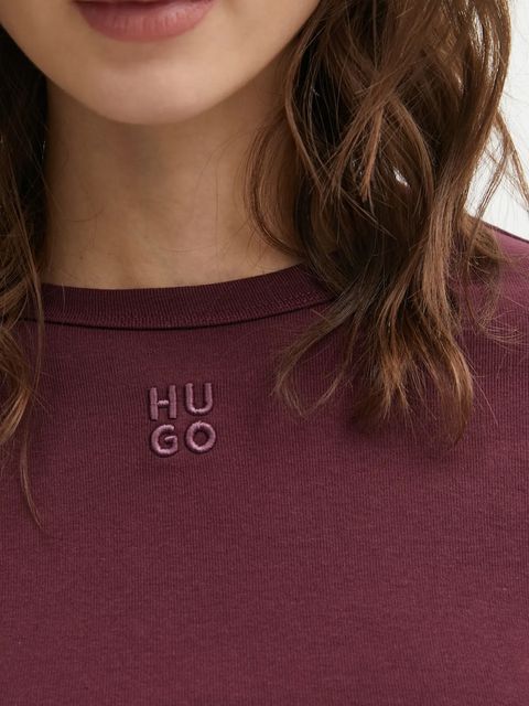 HUGO longsleeve Dafilomena_3 damski kolor fioletowy 50518378