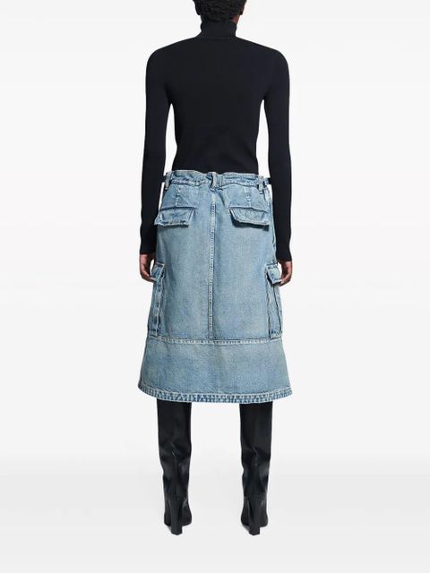 Balenciaga logo-embroidered cargo denim skirt - Blue