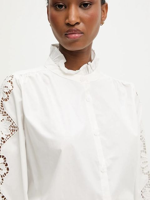 Answear.LAB koszula bawełniana damska kolor biały regular ze stójką