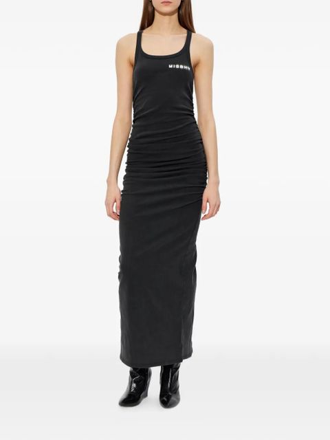 MISBHV logo-print ruched dress - Black