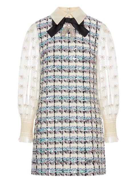 Valentino Garavani tweed dress with bow-embellished sleeves - Neutrals - zdjęcie produktu nr 1