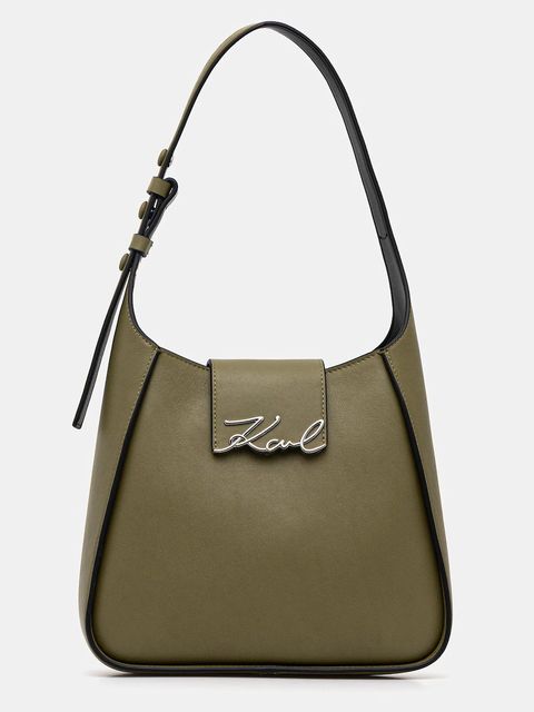 Karl Lagerfeld torebka skórzana K/SIGNATURE kolor zielony A1W30434 - zdjęcie produktu nr 1