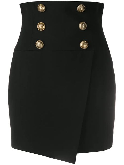 Balmain short high-waist buttoned wrap skirt - Black - zdjęcie produktu nr 1