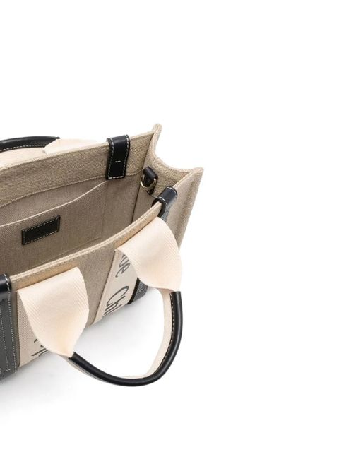 Chloé Woody logo-strap tote bag - Neutrals