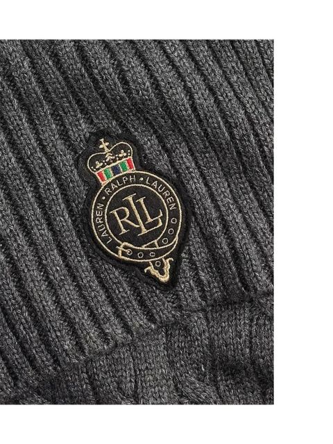Lauren Ralph Lauren cable-knit logo-patch scarf - Grey - zdjęcie produktu nr 2