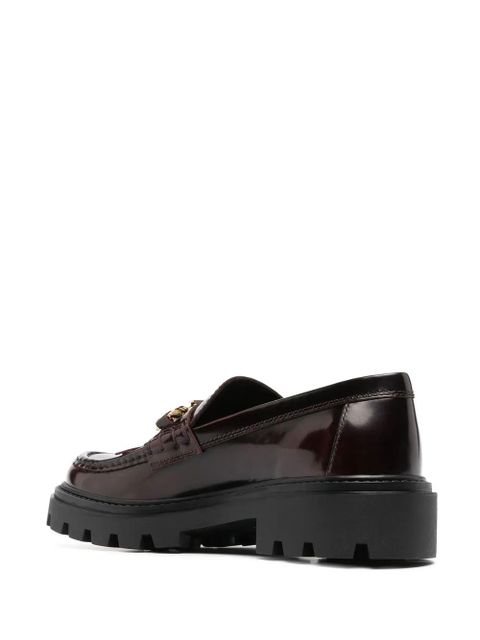 Tod's fringe-detail leather loafers - Red