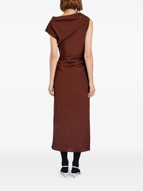 Proenza Schouler draped cowl-neck midi day dress - Brown