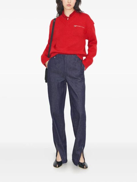 Tory Burch zip v-neck sweater - Red - zdjęcie produktu nr 2