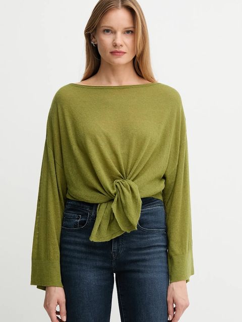 United Colors of Benetton sweter z wełną damski kolor zielony lekki 109PD10E1 - zdjęcie produktu nr 1