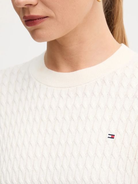 Tommy Hilfiger sweter bawełniany kolor beżowy lekki WW0WW44993