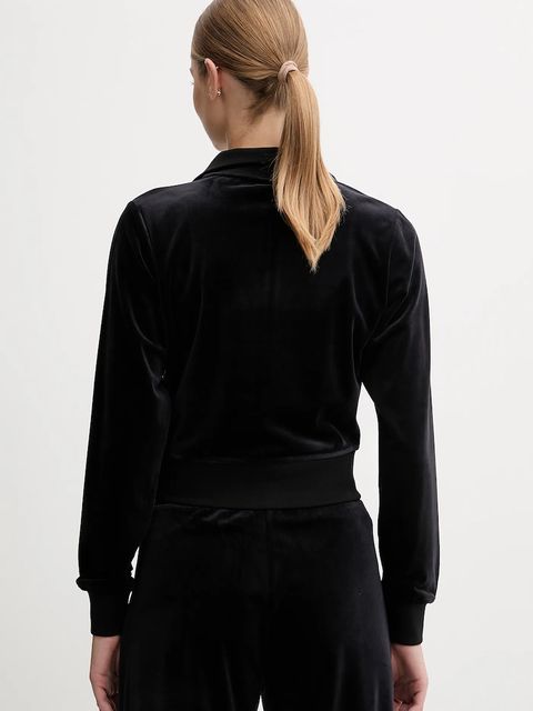 Guess bluza welurowa COUTURE damska kolor czarny gładka V3BQ22 K0232 - zdjęcie produktu nr 2