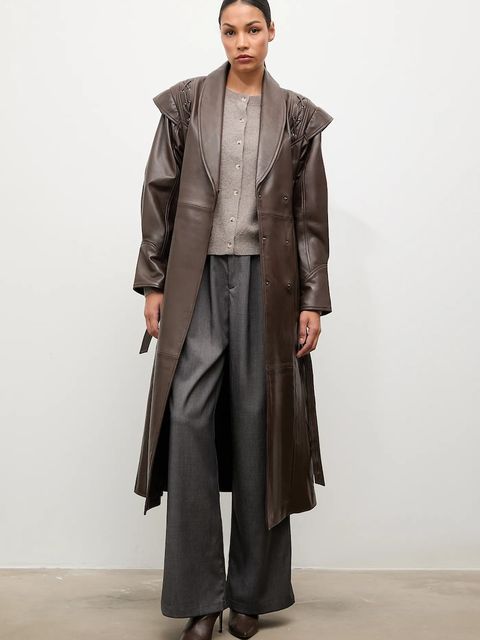 Answear.LAB kardigan z wełny merino z apaszką damski kolor brązowy lekki