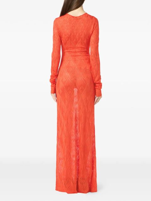 Blumarine geometric open-knit maxi dress - Orange
