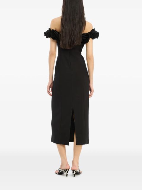 ROTATE BIRGER CHRISTENSEN flower crepe maxi dress - Black