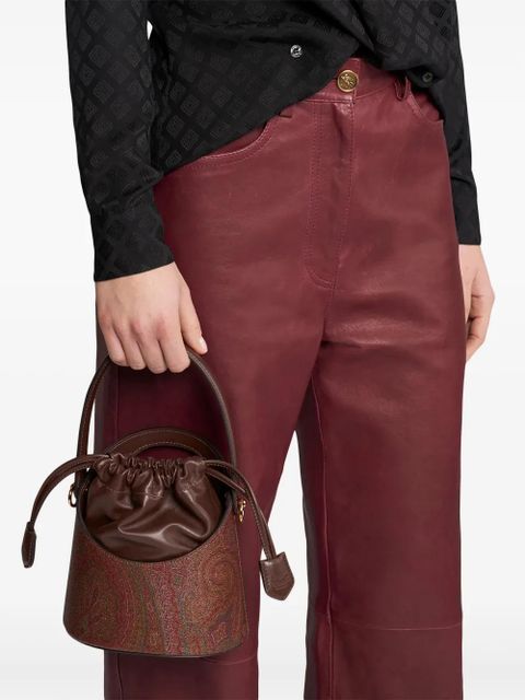 ETRO small Saturno paisley-print crossbody bag - Brown