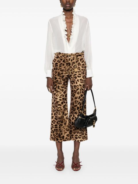 Chloé leopard-print velvet trousers - Brown