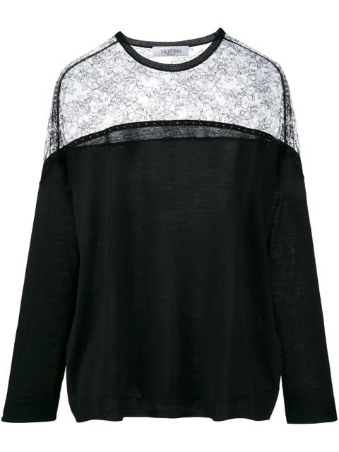 Valentino Garavani lace panel jumper - Black - zdjęcie produktu nr 1