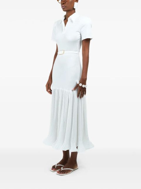 Rowen Rose pleated maxi polo dress - White