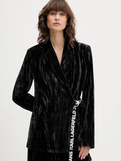 Karl Lagerfeld Jeans marynarka kolor czarny jednorzędowa gładka A4W14055 - zdjęcie produktu nr 1