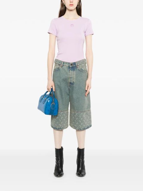 Marine Serre logo-embroidered crew neck T-shirt - Purple - zdjęcie produktu nr 2